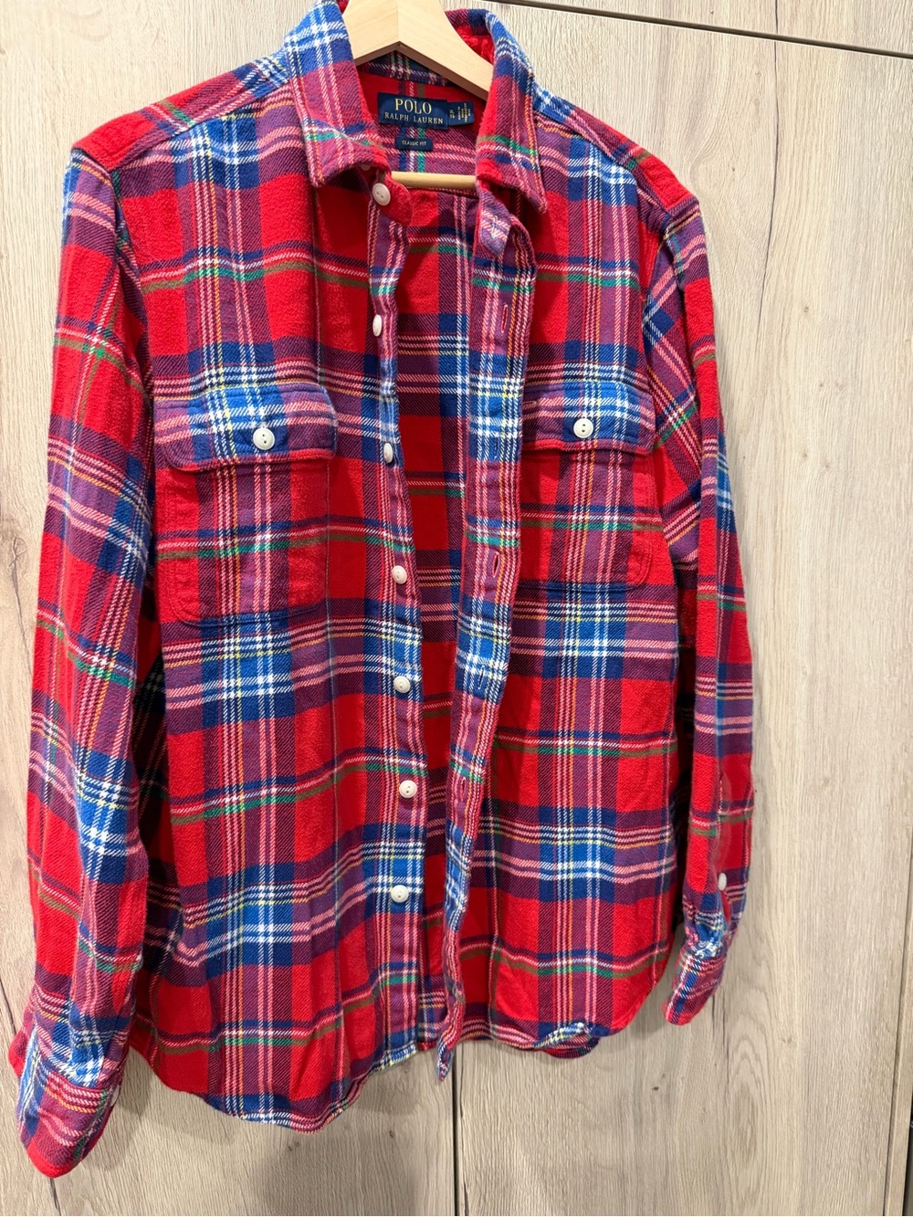 Polo Ralph Lauren Red and Blue Plaid Button-Down flannel Shirt